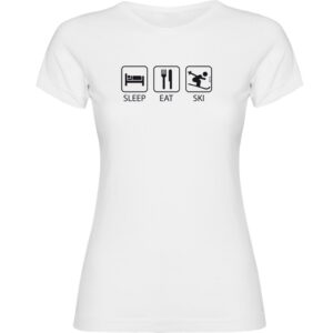 Kruskis Sleep Eat And Ski Short Sleeve T-shirt Blanco XL Mujer
