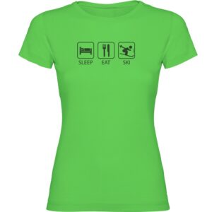 Kruskis Sleep Eat And Ski Short Sleeve T-shirt Verde S Mujer