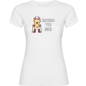Kruskis Born To Ski Short Sleeve T-shirt Blanco M Mujer
