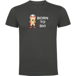 Kruskis Born To Ski Short Sleeve T-shirt Gris XL Hombre