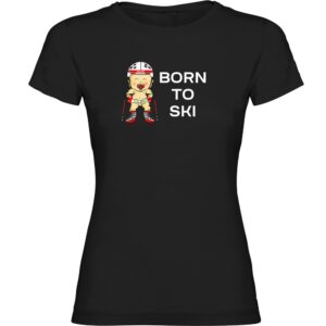 Kruskis Born To Ski Short Sleeve T-shirt Negro S Mujer