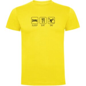 Kruskis Sleep Eat And Ski Short Sleeve T-shirt Amarillo M Hombre