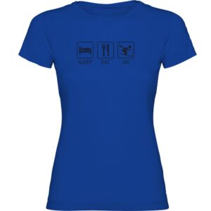 Kruskis Sleep Eat And Ski Short Sleeve T-shirt Azul 2XL Mujer