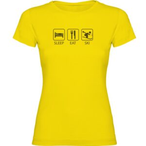Kruskis Sleep Eat And Ski Short Sleeve T-shirt Amarillo M Mujer