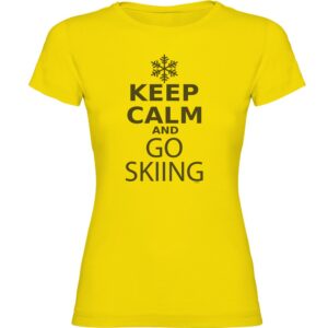 Kruskis Keep Calm And Go Skiing Short Sleeve T-shirt Amarillo XL Mujer