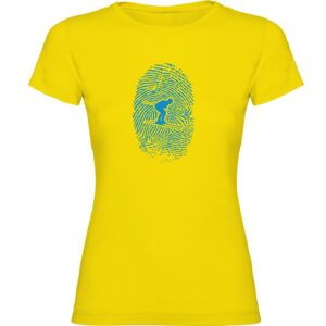 Kruskis Skier Fingerprint Short Sleeve T-shirt Amarillo 2XL Mujer