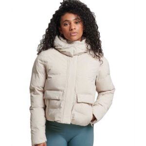 Superdry Train Boxy Puffer Down Jacket Beige L Mujer