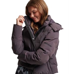 Superdry Train Boxy Puffer Down Jacket Gris L Mujer